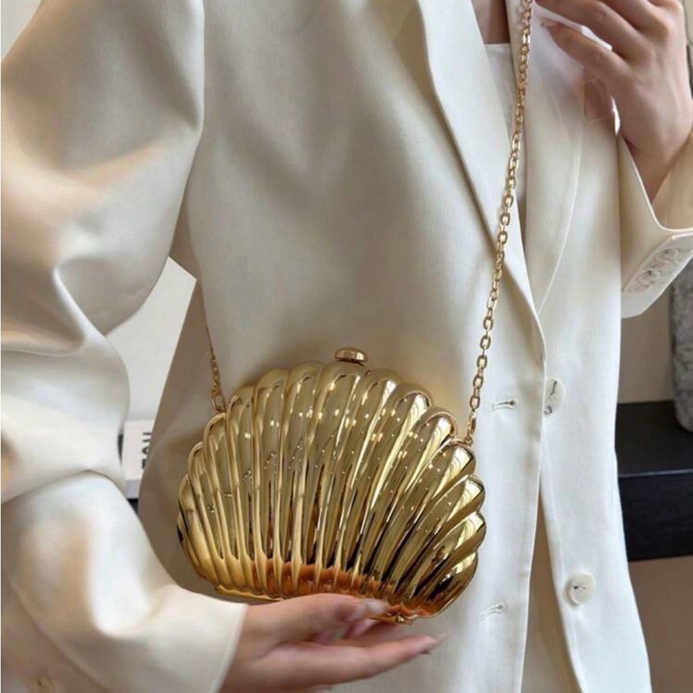 SHEIN Metallic Gold Shell Clutch